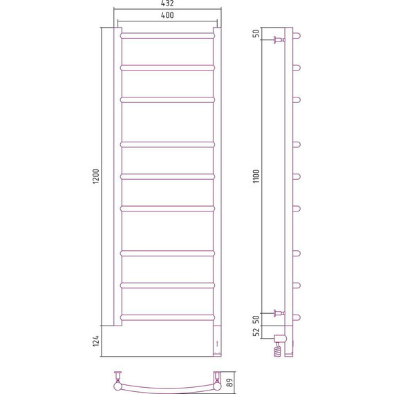 Полотенцесушитель электрический Сунержа Галант 3.0 П9 1200x400 мм 12-5801-1240 R, белый фото 5