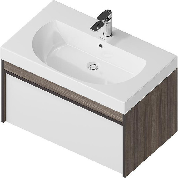 Тумба подвесная с раковиной Kerama Marazzi Modula 80 см MO.80.1+1\AR, арабика/белый фото 2