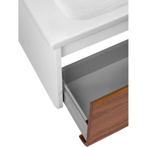 Тумба подвесная с раковиной Pestan Vision 80 см VSN800T-CR (раковина Creavit 80) дуб орех/белый фото 5