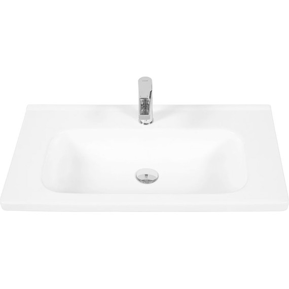 Тумба подвесная с раковиной Pestan Vision 80 см VSN800T-CR (раковина Creavit 80) дуб орех/белый фото 2