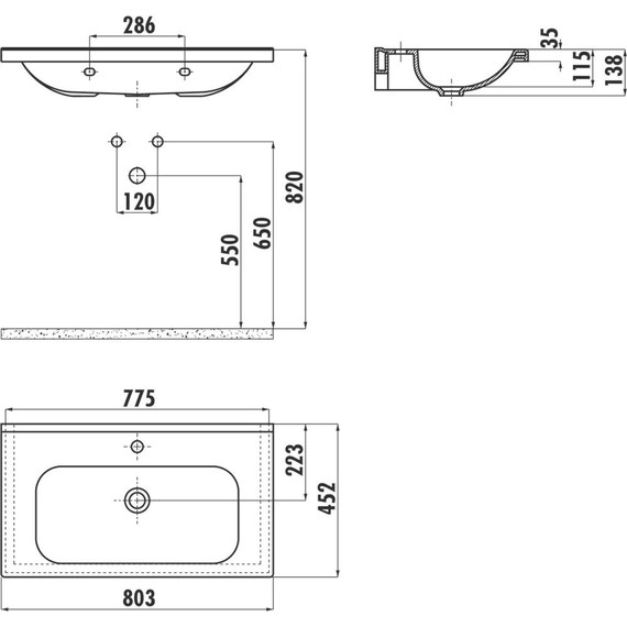 Тумба подвесная с раковиной Pestan Vision 80 см VSN800T-CR (раковина Creavit 80) дуб орех/белый фото 7