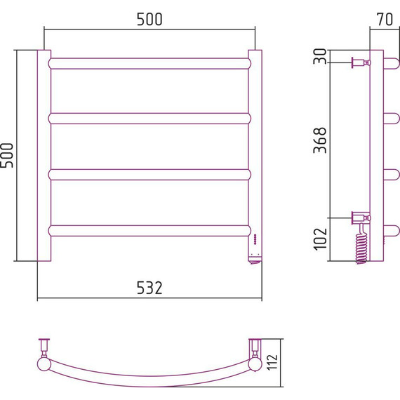 Полотенцесушитель электрический Сунержа Галант 4.0 П4 500x500 мм 12-0831-5050 R, белый фото 5