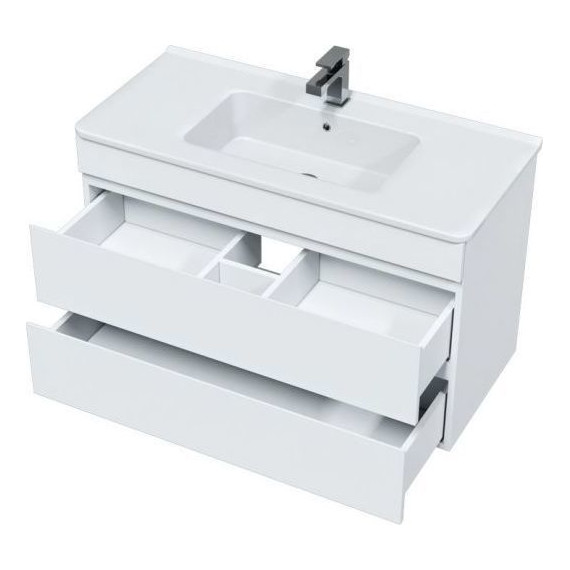 Тумба подвесная с раковиной Mirsant Next 100/2 см (раковина Next 100) белый - 3 Тумба подвесная с раковиной Mirsant Next 100/2 см (раковина Next 100) белый фото 3