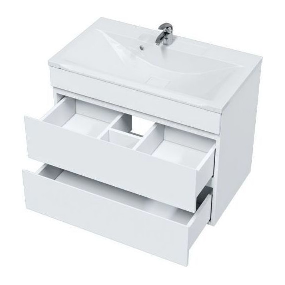 Тумба подвесная с раковиной Mirsant Next 80/2 см (раковина Premier 800), белый фото 3