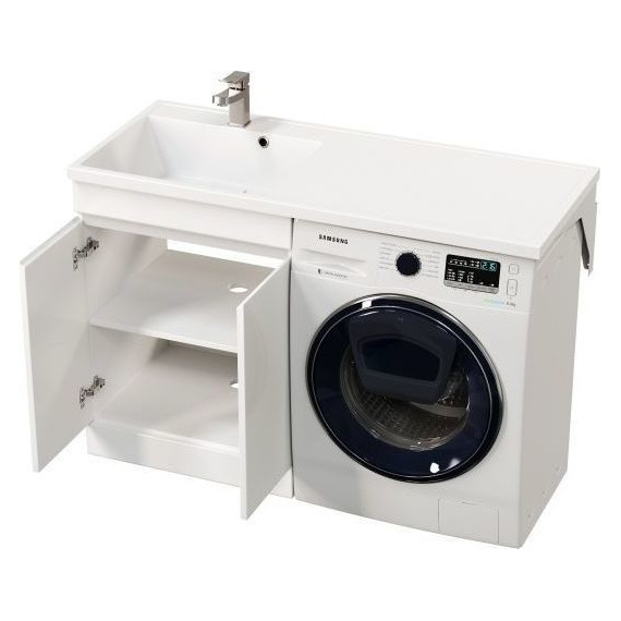 Тумба напольная с раковиной-столешницей Mirsant Next 120 см L (раковина Fly2) белый фото 4