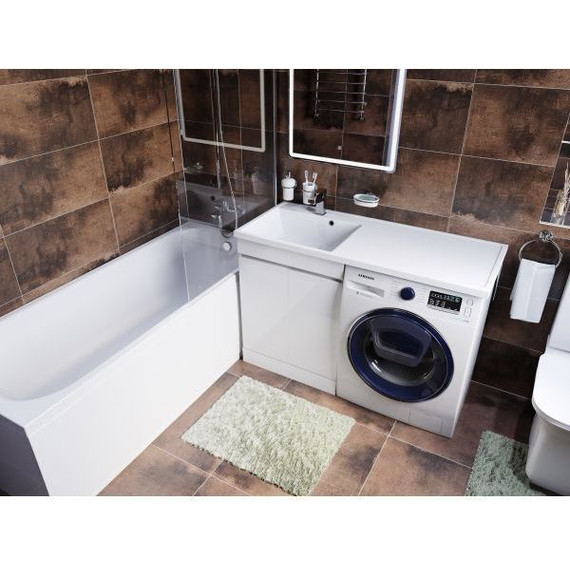 Тумба напольная с раковиной-столешницей Mirsant Next 120 см L (раковина Fly2) белый фото 6