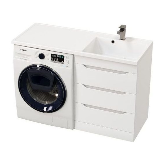 Тумба напольная с раковиной Mirsant Soho quadro 120 см R (раковина Fly2), белый фото 4