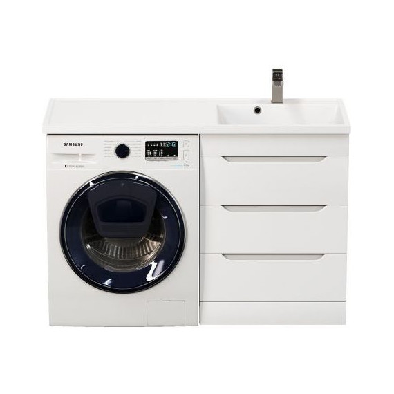 Тумба напольная с раковиной Mirsant Soho quadro 120 см R (раковина Fly2), белый фото 6