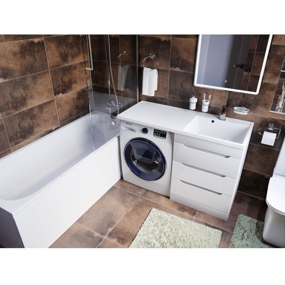 Тумба напольная с раковиной Mirsant Soho quadro 120 см R (раковина Fly2), белый фото 7