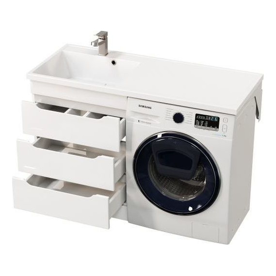 Тумба напольная с раковиной Mirsant Soho quadro 120 см L (раковина Fly2), белый фото 5