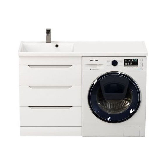 Тумба напольная с раковиной Mirsant Soho quadro 120 см L (раковина Fly2), белый фото 7