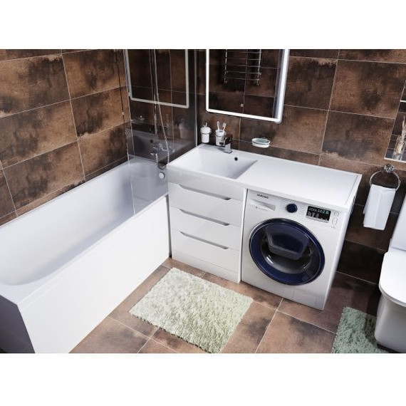 Тумба напольная с раковиной Mirsant Soho quadro 120 см L (раковина Fly2), белый фото 8