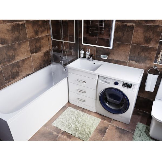 Тумба напольная с раковиной-столешницей Mirsant Fuji 120 см с доводчиком L (раковина Fly2) белый фото 5