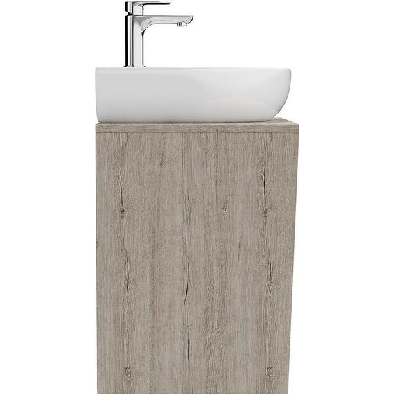 Тумба подвесная со столешницей Kerama Marazzi Pro 60 см PRO.60.1\WHT, дуб орегон/белый глянцевый фото 5