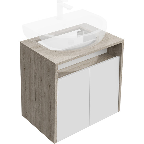 Тумба подвесная со столешницей Kerama Marazzi Pro 60 см PRO.60.2\WHT, дуб орегон/белый глянцевый фото 2