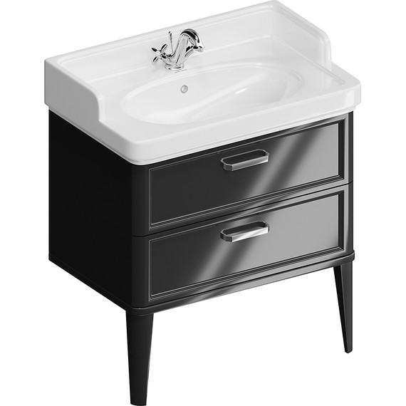 Тумба напольная с раковиной Kerama Marazzi Pompei Neo 80 см PO.N.80.2\BLK, черный глянцевый фото 