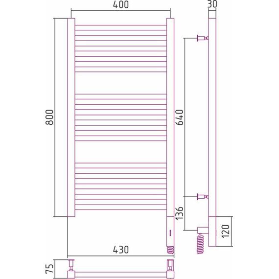 Полотенцесушитель электрический Сунержа Модус 3.0 П15 800x400 мм 051-5701-8040 R, состаренная латунь - 5 Полотенцесушитель электрический Сунержа Модус 3.0 П15 800x400 мм 051-5701-8040 R, состаренная латунь фото 5