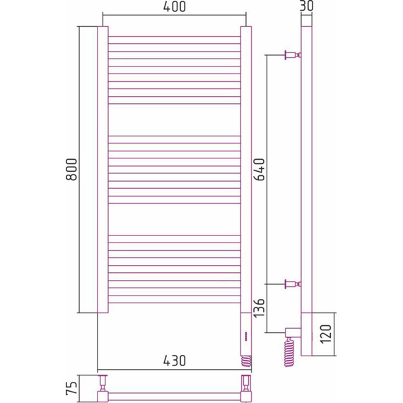 Полотенцесушитель электрический Сунержа Модус 3.0 П15 800x400 мм 12-5701-8040 R, белый фото 5