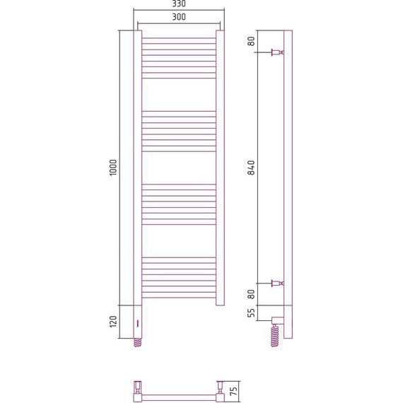 Полотенцесушитель электрический Сунержа Модус 3.0 П16 1000x300 мм 12-5700-1030 L, белый фото 5