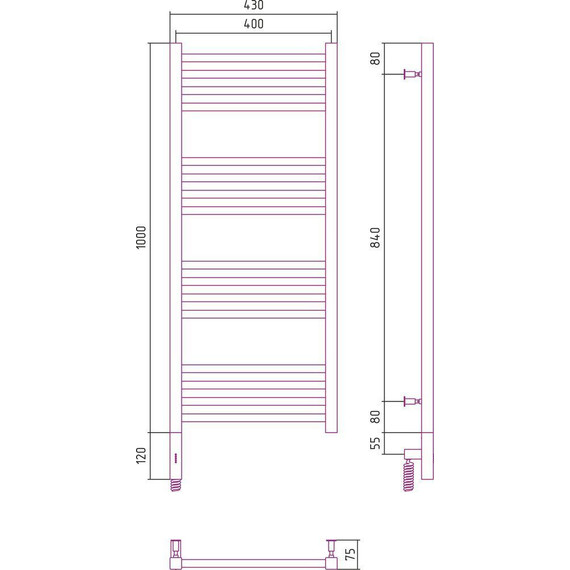 Полотенцесушитель электрический Сунержа Модус 3.0 П16 1000x400 мм 12-5700-1040 L, белый фото 5