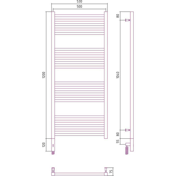 Полотенцесушитель электрический Сунержа Модус 3.0 П20 1200x500 мм 071-5700-1250 L, сатин фото 5