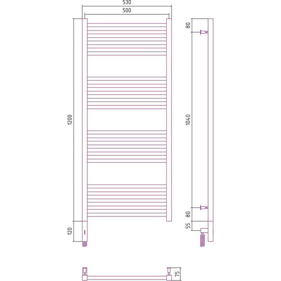 Полотенцесушитель электрический Сунержа Модус 3.0 П20 1200x500 мм 31-5700-1250 L, чёрный матовый фото 5