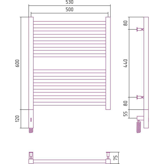 Полотенцесушитель электрический Сунержа Модус 3.0 П12 600x500 мм 071-5700-6050 L, сатин фото 5