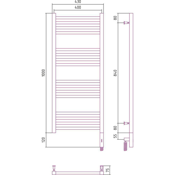Полотенцесушитель электрический Сунержа Модус 3.0 П16 1000x400 мм 12-5701-1040 R, белый фото 5