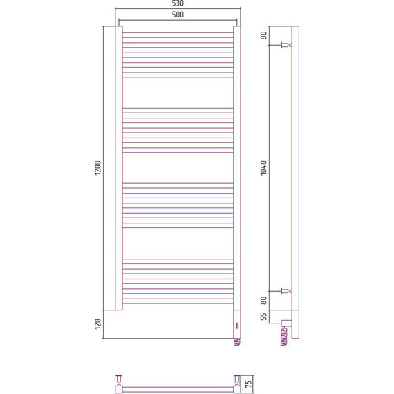 Полотенцесушитель электрический Сунержа Модус 3.0 П20 1200x500 мм 071-5701-1250 R, сатин фото 5