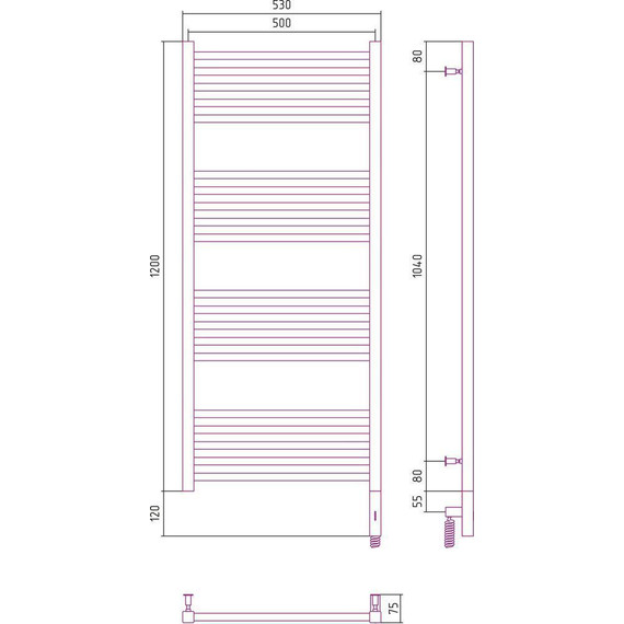 Полотенцесушитель электрический Сунержа Модус 3.0 П20 1200x500 мм 30-5701-1250 R, белый матовый фото 5