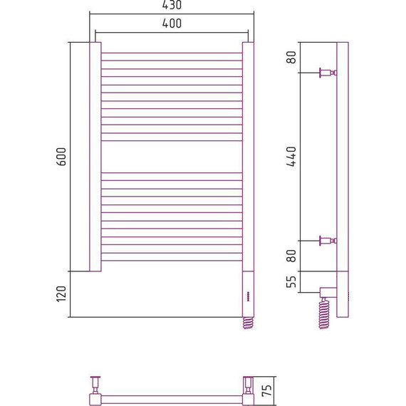 Полотенцесушитель электрический Сунержа Модус 3.0 П12 600x400 мм 051-5701-6040 R, состаренная латунь - 5 Полотенцесушитель электрический Сунержа Модус 3.0 П12 600x400 мм 051-5701-6040 R, состаренная латунь фото 5