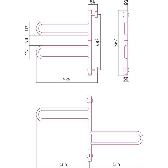 Полотенцесушитель электрический Сунержа Парео 4.0-2С П4 570х530 мм 020-0823-0567, шампань фото 9