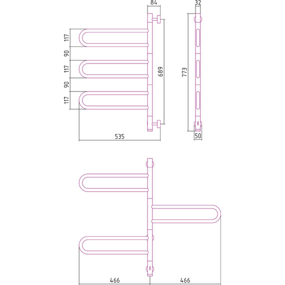 Полотенцесушитель электрический Сунержа Парео 4.0-3С П6 770х530 мм 03-0823-0773, золото фото 4