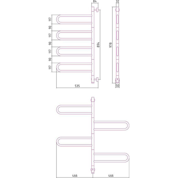 Полотенцесушитель электрический Сунержа Парео 4.0-4С П8 980х530 мм 020-0823-0978, шампань фото 4