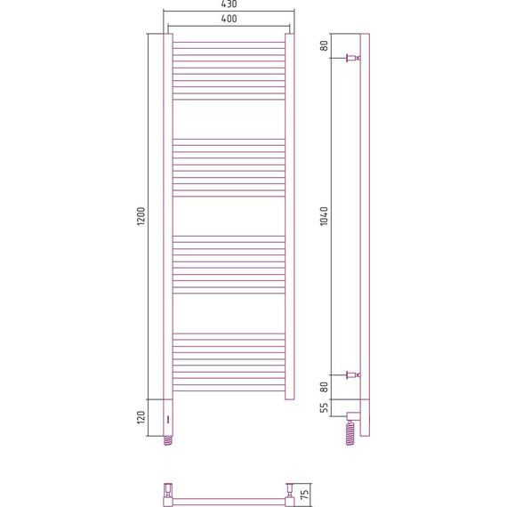 Полотенцесушитель электрический Сунержа Модус 3.0 П20 1200x400 мм 071-5700-1240 L, сатин фото 5