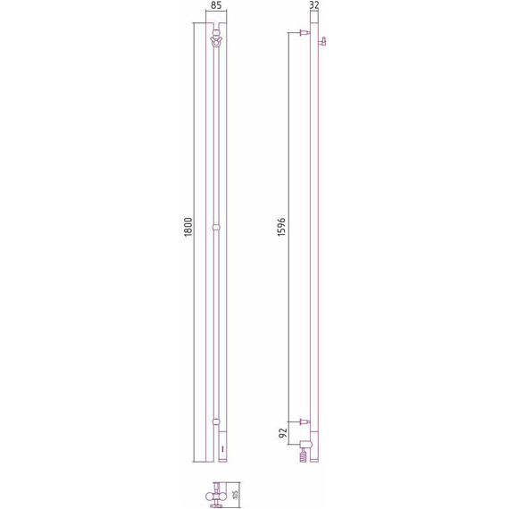 Полотенцесушитель электрический Сунержа Нюанс 3.0 П2 1800x85 мм 30-5843-1853 R, белый матовый фото 5