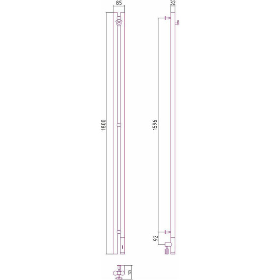 Полотенцесушитель электрический Сунержа Нюанс 3.0 П2 1800x85 мм 31-5843-1853 R, чёрный матовый фото 5
