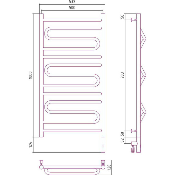 Полотенцесушитель электрический Сунержа Элегия 3.0 П13 1000x500 мм 12-5819-1050 R, белый фото 5
