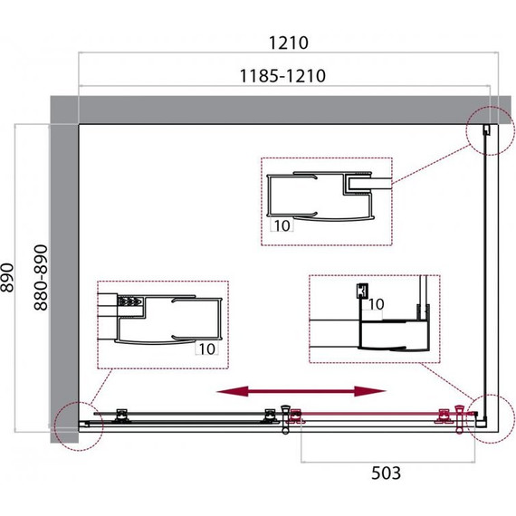 Душевое ограждение BelBagno 120x90 см UNO-195-AH-1-120/90-C-Cr, хром/прозрачное фото 4