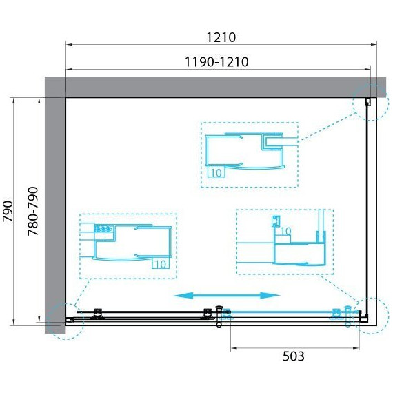 Душевое ограждение BelBagno 120x80 см UNO-195-AH-1-120/80-C-NERO, черный/прозрачное фото 2