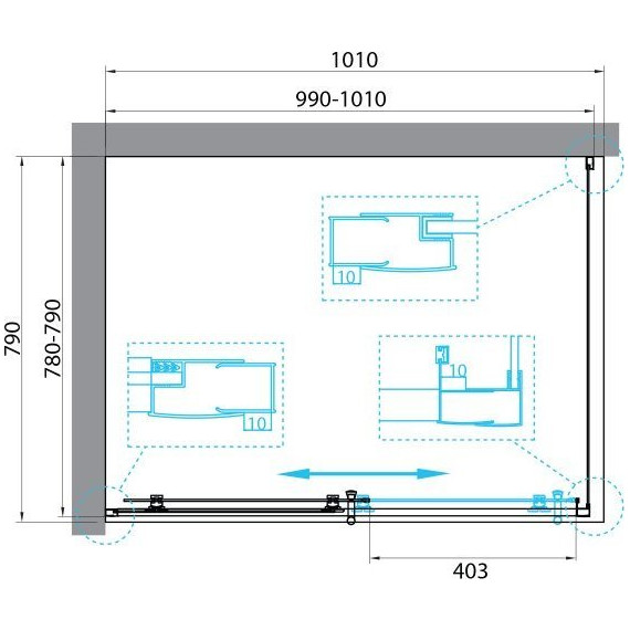 Душевое ограждение BelBagno 100x80 см UNO-195-AH-1-100/80-C-Cr, хром/прозрачное фото 4