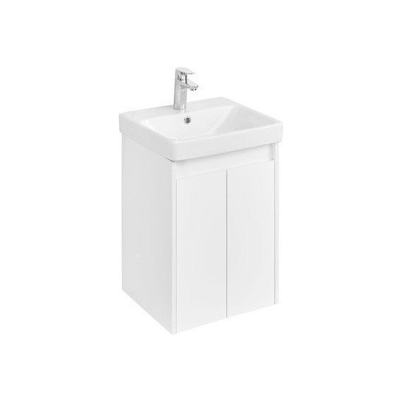 Тумба универсальная с раковиной Акватон Сканди Doors 45 см 1A278701SD010, белый матовый/белый глянцевый (ножки в комплекте) фото 6