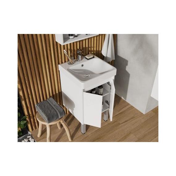 Тумба универсальная с раковиной Акватон Сканди Doors 45 см 1A278701SD010, белый матовый/белый глянцевый (ножки в комплекте) фото 10