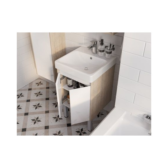 Тумба универсальная с раковиной Акватон Сканди Doors 45 см 1A278701SDB20, дуб верона/белый глянцевый (ножки в комплекте) фото 8