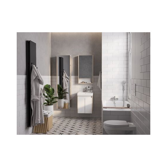 Тумба универсальная с раковиной Акватон Сканди Doors 45 см 1A278701SDB20, дуб верона/белый глянцевый (ножки в комплекте) фото 9