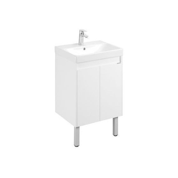 Тумба универсальная с раковиной Акватон Сканди Doors 55 см 1A278801SD010, белый матовый/белый глянцевый (ножки в комплекте) фото 