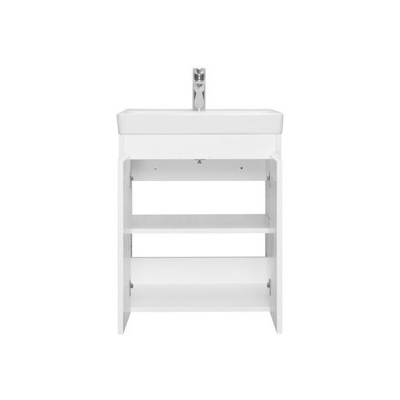 Тумба универсальная с раковиной Акватон Сканди Doors 55 см 1A278801SD010, белый матовый/белый глянцевый (ножки в комплекте) фото 4