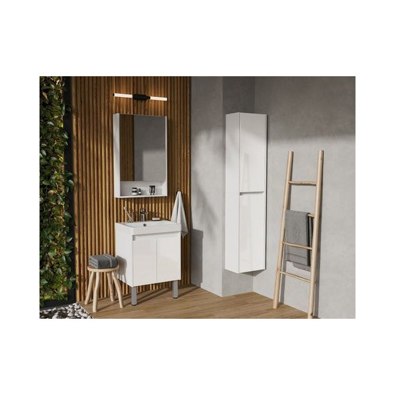 Тумба универсальная с раковиной Акватон Сканди Doors 55 см 1A278801SD010, белый матовый/белый глянцевый (ножки в комплекте) фото 8