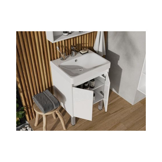 Тумба универсальная с раковиной Акватон Сканди Doors 55 см 1A278801SD010, белый матовый/белый глянцевый (ножки в комплекте) фото 9