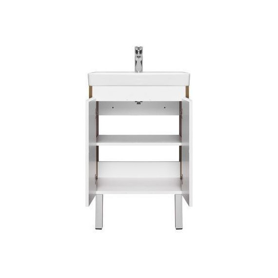 Тумба универсальная с раковиной Акватон Сканди Doors 55 см 1A278801SDZ90, дуб рустикальный/белый глянцевый (ножки в комплекте) фото 5